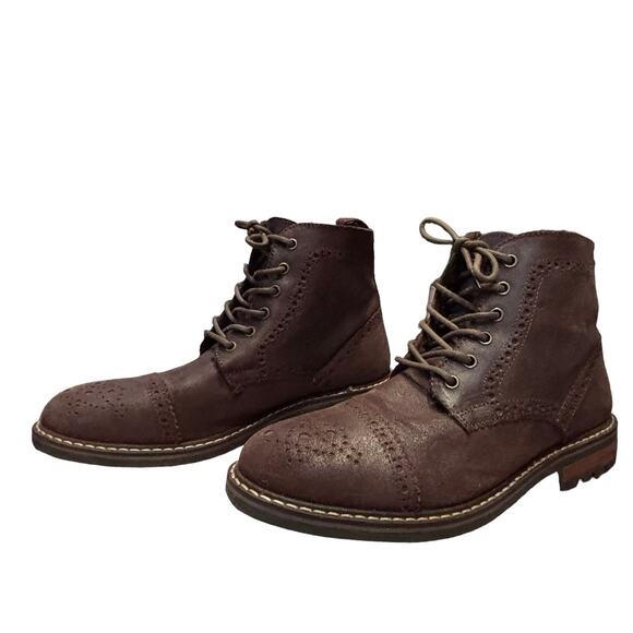 Hawkings McGill Brown Suede Lug Sole Key Cleat Perforated Boots Men's Size 11 - Picture 1 of 10